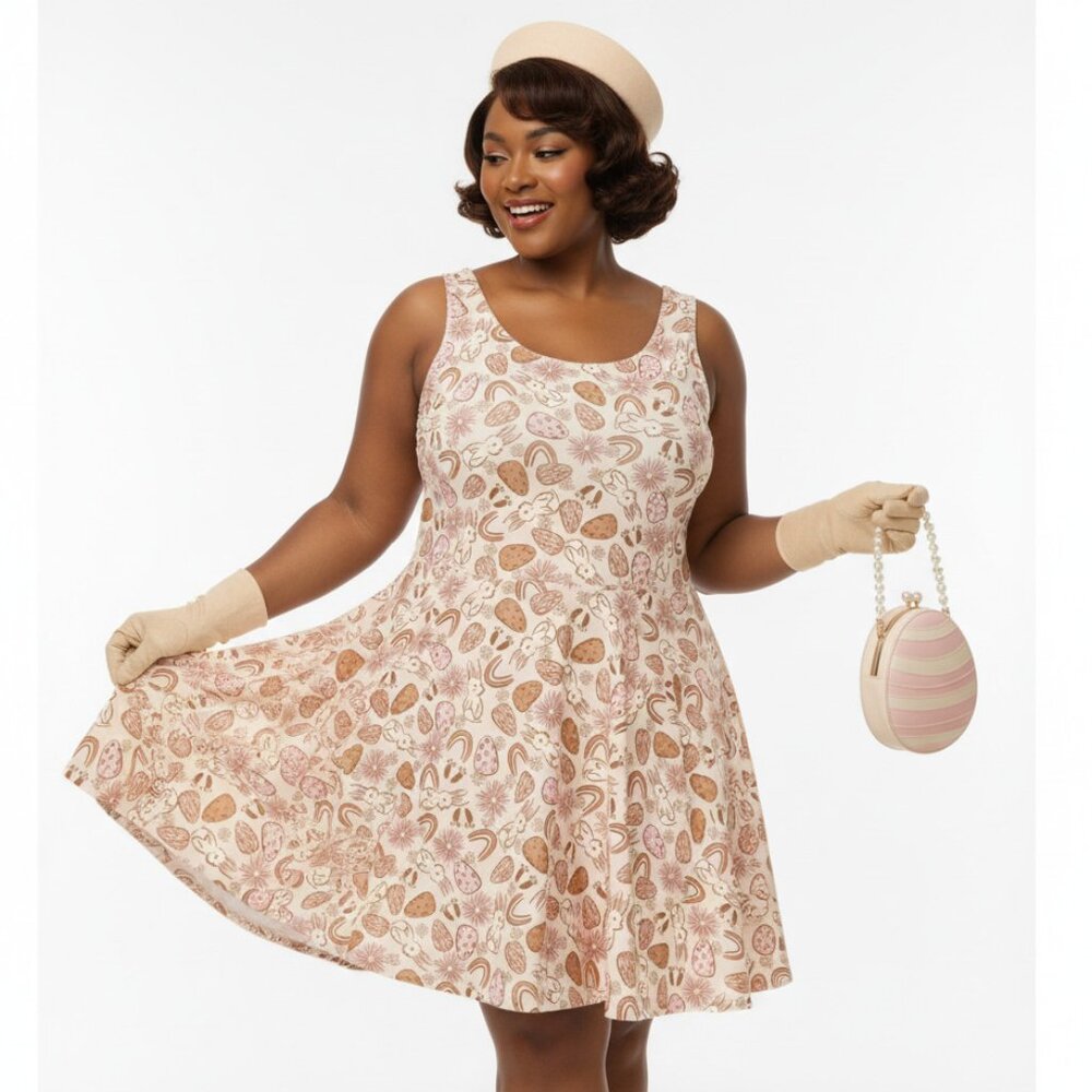 Plus Size 1950s Easter Egg & Bunny Swing Dress